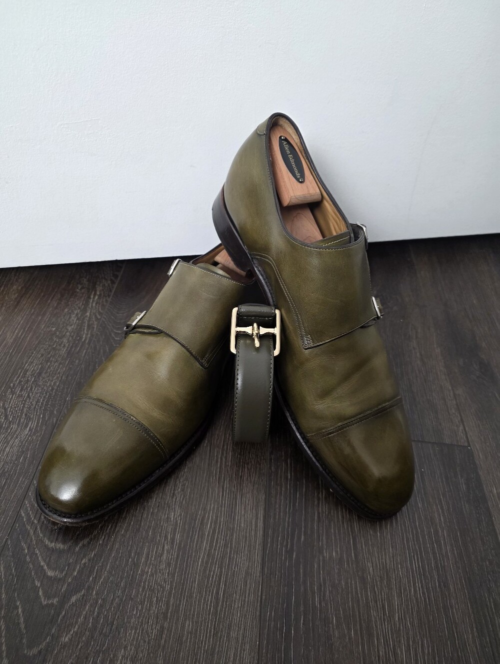 Carlos Santos Olive Double Monk Strap 12 + Reiss Belt 34